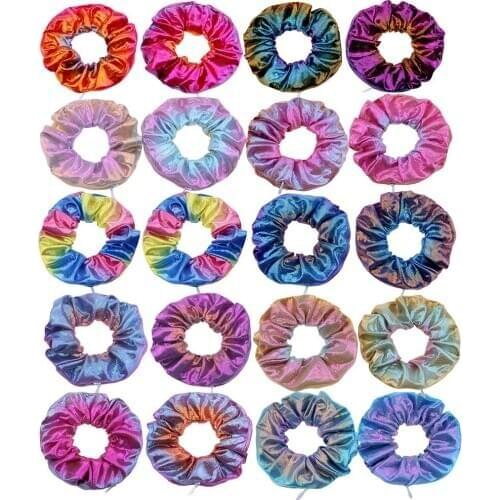 Color gradient zipper coil Scrunchies Women Elastic Rubber Hair Bands Girls Solid Ponytail Holder Hair Ties Rope Hair Accessorie