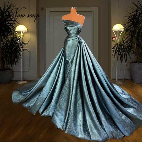 New Arrival Blue Pageant Dresses Robe De Soiree 2021 Arabic Prom Dresses Long Formal Evening Gowns Dubai Party Night Middle East