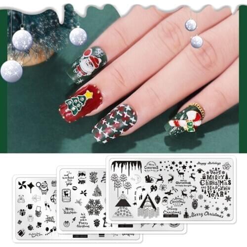 1Pcs Christmas Nail Plates Stainless Steel Stamps for Nails 2021 Fashion Stamp Stencils for Art Design