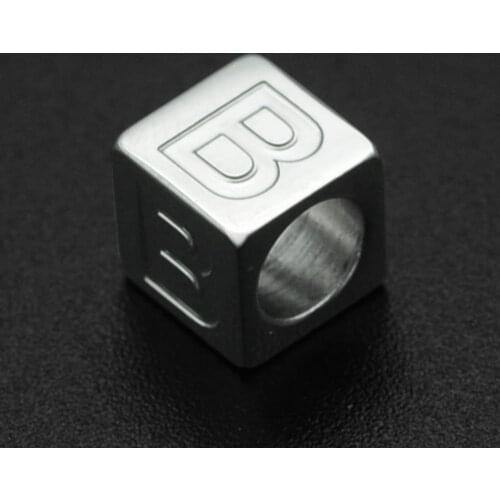 3Pcs / Lot 7*7mm 100% Stainless Steel A To Z Letter Beads For Making Bracelet Necklace Charms Pendants