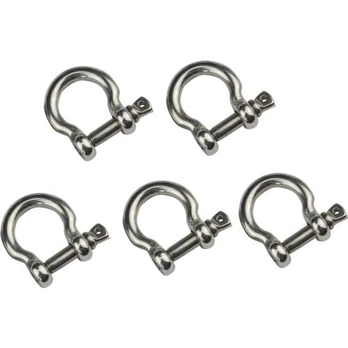 5PCS 304 Stainless Steel Bow Shackle With Screw Pin Rigging Hardware 4mm 5mm 6mm 8mm 10mm Tow Shackle For Survival Bracelets