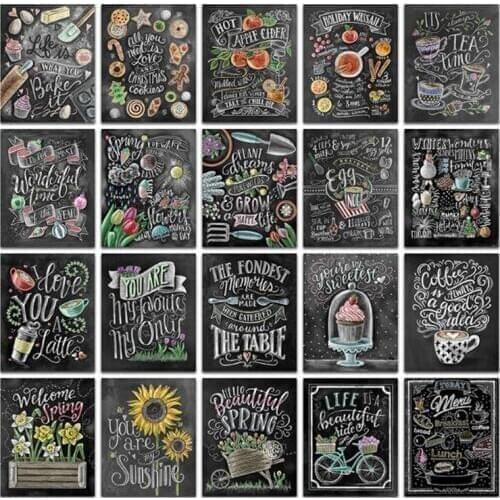 5D DIY Diamond painting cross stitch shop sign Full Square Diamond embroidery black board Full Round Diamond mosaic words icon