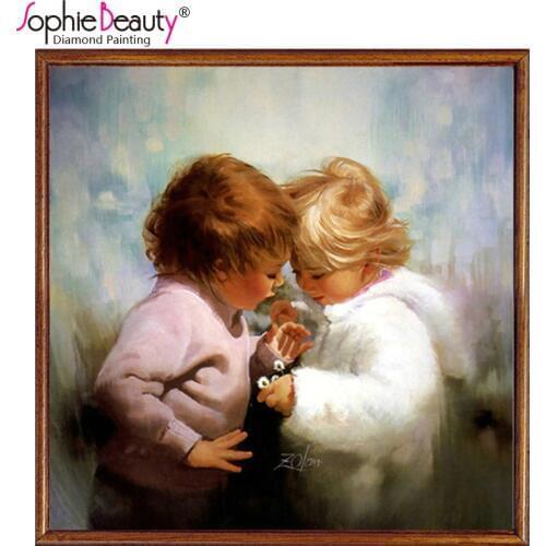 Diamond embroidery Cartoon picture 3D diy diamond painting needlework Sharing happiness decorations kids diamond mosaic canvas