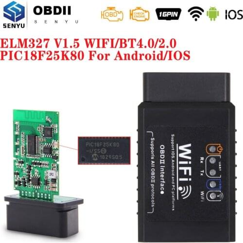 ELM 327 V1.5 PIC18F25K80 OBD2 Wireless BT4.0 WIFI USBScanner OBD 2 OBD2 Car Diagnostic Tool elm327 v1.5 Scanner for Android/IOS