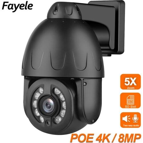 CCTV Security POE 5MP 4K 8MP MINI PTZ Camera Pan Tilt 5X Zoom IR 50M Motion Detection Metal Dome IP Camera SD Slot Two Way Audio