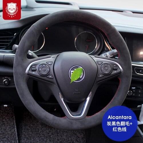 Black Real Alcantara for Buick Regal GS Larcosse envision Verano Excelle Enclave Encore steering wheel cover car accessories