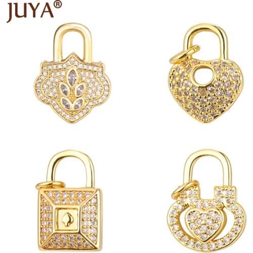 DIY Inlaid Cubic Zirconia Lock Hook Clasps For Handmade Creative Necklace Supplies Women Jewelry Accessories