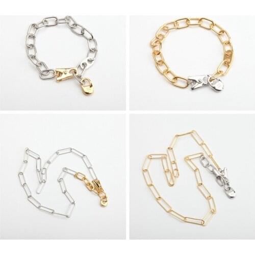 European and American simple splicing chain hit color fashion girl mixed color metal clip bracelet necklace