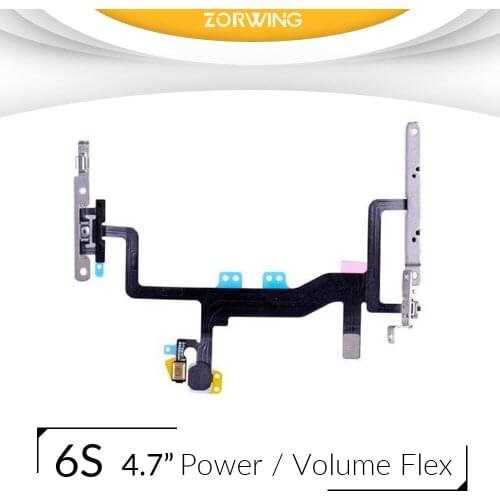 1PCS Power Button On Off Flex with Cable For iPhone 6S Mute Volume Switch Connector Ribbon Parts with metal bracket
