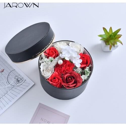 JAROWN Round Paper Box Rose Soap Flower Gift Box Set Party Wedding Home Decor Valentines Day Gift Storage Box Florist Supplies