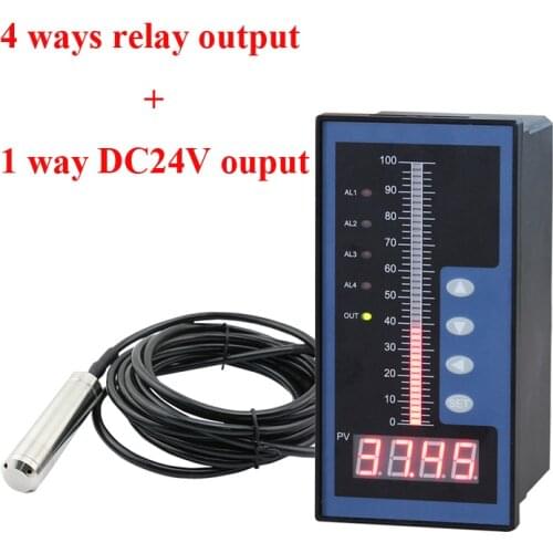 Water level controller with 0-10M level sensor liquid depth transmitter sensor water depth controller with 4 relay output 24VDC