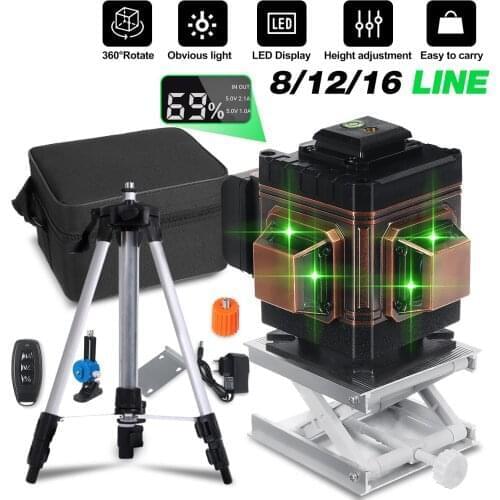 Laser levels 16/12/8 Lines Green Light Horizontal&Vertical Cross 4D/3D Measure Tool 360 Self-Leveling Laser Levels With Tripod