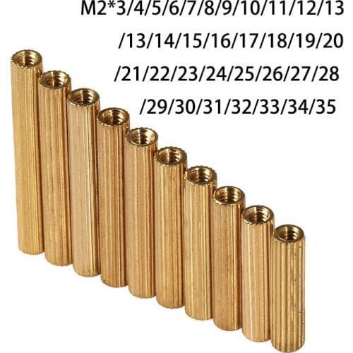 50pcs/lot Knurled copper column M2 double-pass round copper column M2*3-20