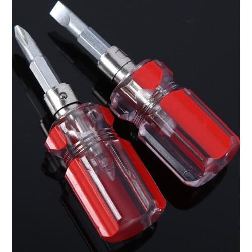 Mini Dual Purpose Slotted/Phillips Screwdriver Expansion Screwdriver Cross Word Ratchet Screwdriver 2in1 Manual Hardware Tools