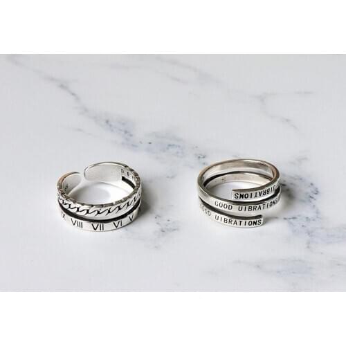 Fashion personality creative simple index finger ring multi-layer English letters stars bold thick twisted rope mix and match