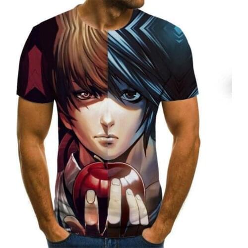 2021 3D printed T-shirt anime mens casual O-neck top material polyester fine plain cloth heat dissipation
