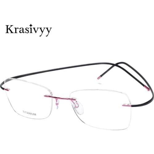 Krasivyy Rimless Glasses Frame Women Ultralight Myopia Optical Prescription Eyeglasses Men New Pure Titanium Oval Eyewear