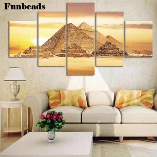 Full Square Diamond Painting 5 pcs Turkish Mosque Night Landscape DIY Diamond Embroidery Cross Stitch Rhinestone Painting FF594