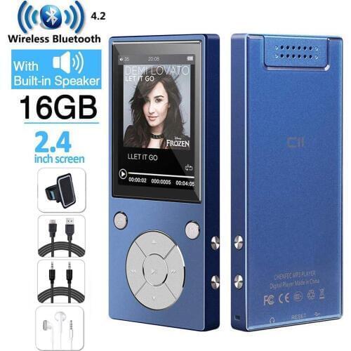 Portable MP3 Player with Bluetooth 2.4 Inch Screen Lossless Metal Bluetooth Music Players with Speaker FM Radio/Voice Recorder