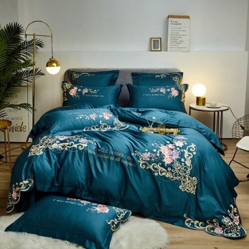 600TC egyptian Cotton bedlinen Elegant embroidery Bedding Set King Queen Size Bed Linen Duvet Cover Bed Sheet Set Pillowcases