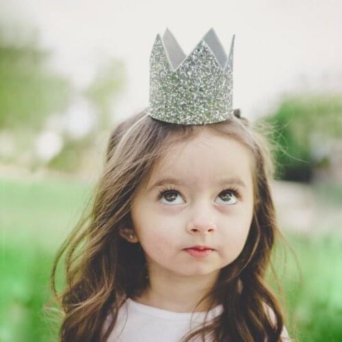 Princess Crown Shiny Glitter Felt Crown Birthday Hat Kids Pets Adults Weeding Party Accessories Solid Gold Silver One Size