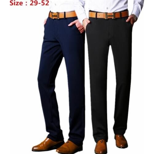 QJ CINGA Brand Mens Pants Luxury Casual Stretch Male Trousers Man Long Straight High Quality 4 Color Plus Size Pant Men 48 50 52