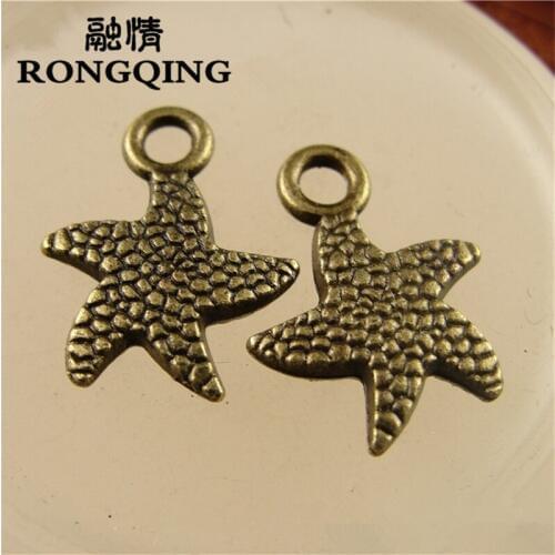 RONGQING 12*17MM Tiny Starfish Charms Pendant 100pcs/lot Ocean Animal Charms for Jewelry DIY