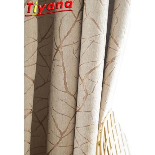 Luxury Chenille Branches Curtains for Living Room Beige Artistic Tree Texture Blackout Window Drape for Bedroom HM724#VT