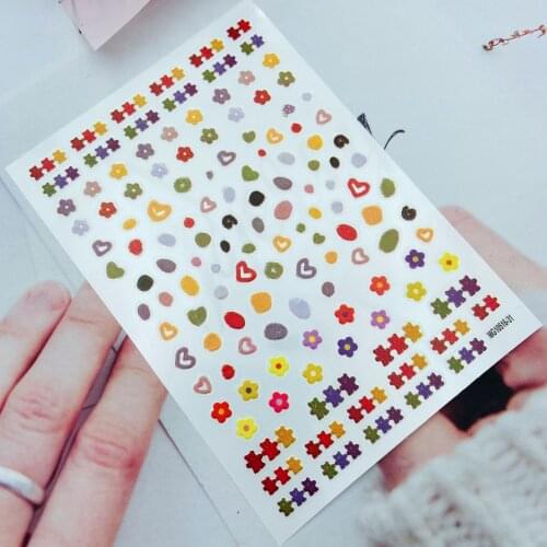 DIY Back Glue Adhesive Dry Nail Stickers Embossment Baby Bears& Small Flowers Dry Nail Deals Nail Art Manicure Women Girls Gifts