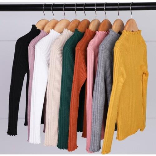 Girls Sweaters 2020 Fall New Baby Tops Turtleneck Elastic Kids Knit Shirt Basic Children Shirt Cotton Winter 4 Colors,#6332