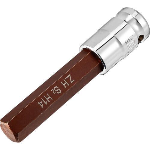 Uxcell 1/2-Inch Drive 14mm Hex Bit Extra Long Socket, S2 Steel,Silver Tone