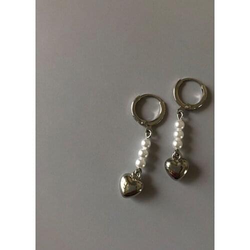 VSnow Luxury Long Tassel Love Heart Pearl Dangle Earring for Women Femme Statement Bead Metal Party Earring Jewelry Pendientes