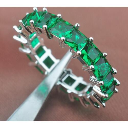 Stylish Green Stone Silver Plated For Women Jewelry Rings Free Shipping Size 6 7 8 9 SA006