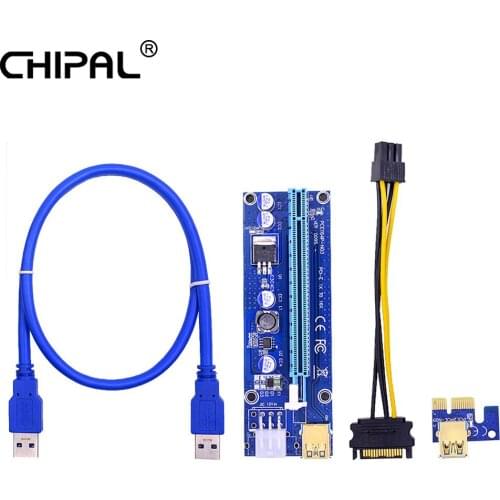 100Pcs VER009S USB 3.0 PCI-E Riser VER 009S Express 1X 4x 8x 16x Extender pcie Riser Adapter Card SATA 15pin to 6 pin Power
