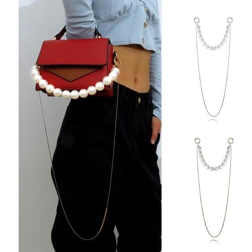 2-layer Faux Pearl Purse Bag Handbag Chain Shoulder Cross Body Strap Replacement Shoulder Cross Body Handbags Chain Strap
