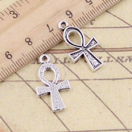 20pcs Charms Egyptian Ankh Symbol 25x14mm Tibetan Silver Color Pendants Antique Jewelry Making DIY Handmade Craft