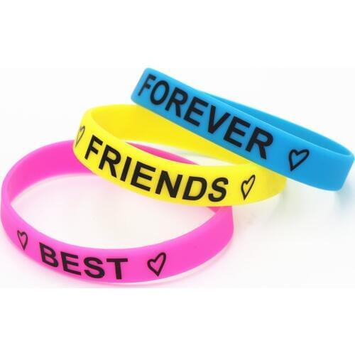 Hot Sale 3PCS Fashion Motivational Best Friends Forever Silicone Wristband Friendship Silicone Bracelet&Bangles Gifts SH159