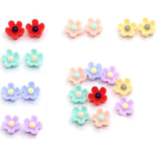 6mm 30pcs resin fresh flower five petal flower diy handmade nail earrings cream mobile phone shell jewelry