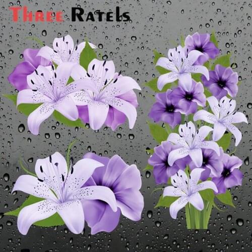 A597 Cute purple Lily flower PVC Car Stickers and Decal For Motorcycle Auto Laptop Bumper Window Wall Decoration