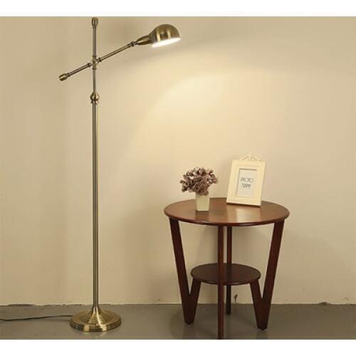 American all-copper adjustable floor lamp living room bedside lamp modern retro LED fishing floor lamp