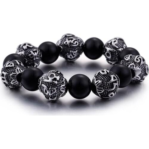Retro Bracelet Heart Sutra Words Beads Bracelets Titanium Steel Gifts Unisex Jewelry