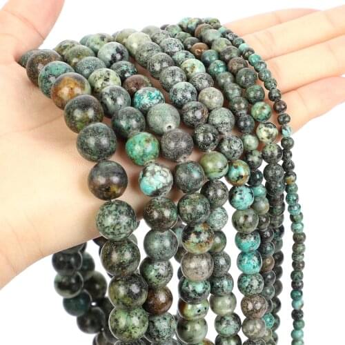 Natural Stone African Pine Veins Charm Round Loose Beads For Jewelry Making Needlework Bracelet Diy Strand 4 6 8 10 12 MM