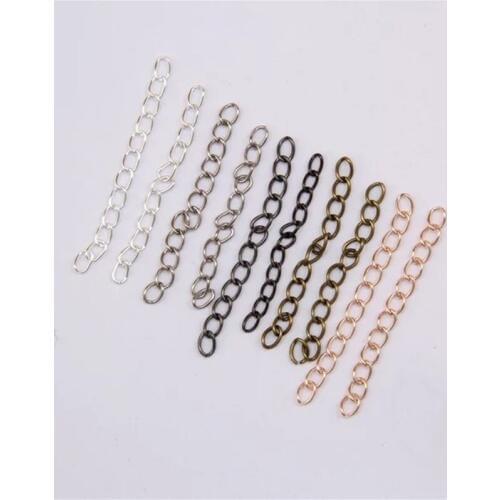 50pcs (4.5-5cm) Extension Chain 6Colors Extended Jewelry Chains Tail Extender For DIY Jewelry Making Findings Accessories
