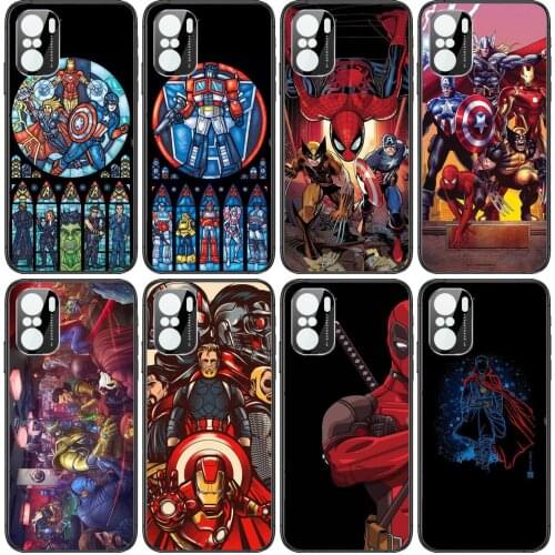 Captain Spiderman USA Phone Case For xiaomi redmi POCO F1 F2 F3 X3 Pro M3 9C 10T Lite NFC Anime Black Cover Silicone Back Prett