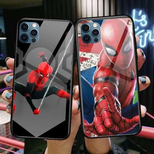 Spider-Man Flying Cool Glass Case For iphone 12 11 Pro Max 12Pro XS Max XR X 7 8 Plus SE 2020 Case Tempered Back Cover