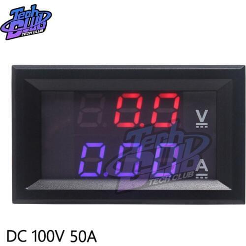 Mini Digital Voltmeter Ammeter DC 100V 50A 100A Amp Volt Current Meter Tester 0.28" Digits Blue Red Dual LED Display