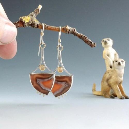 Tribal Ethnic Two Tone Metal Peach Color Crystal Wedding Earrings Triangle Resin Drop Dangle Earrings Boho Jewelry