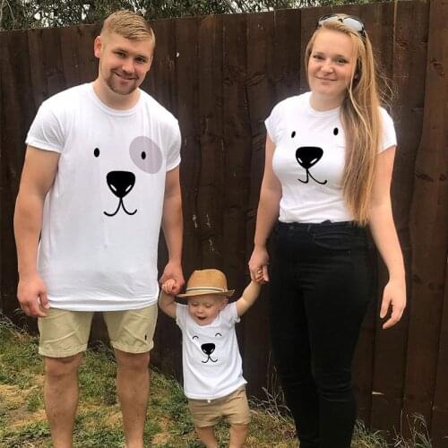 Lovely Panda Face Print Tshirts Bebe And Parents Matching Clothes Daddy Mommy And Baby Clothes Baby Boy Girl Clothing Mommy Kid