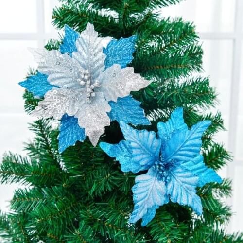Blue Christmas flower s tree decoration large bar counter party decoration flower room manteles navidad rojos elegantes
