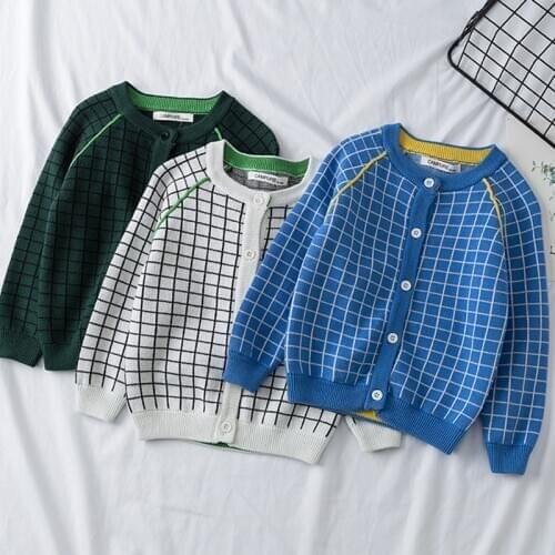 2020 New Baby Boys Girls Cardigan Autumn Lattice Sweater Top Baby Children Clothing Baby Boys Girls Knitted Cardigan Sweater